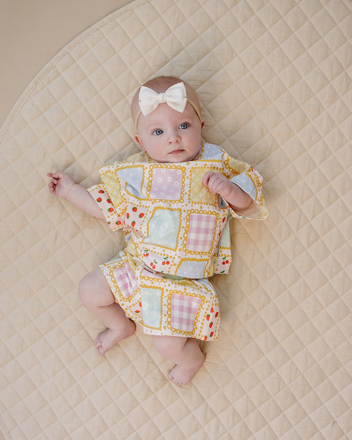 Sweet Patchwork Cotton Shorts Set — baby in patchwork-print summer two-piece, Lucky Panda Kids
