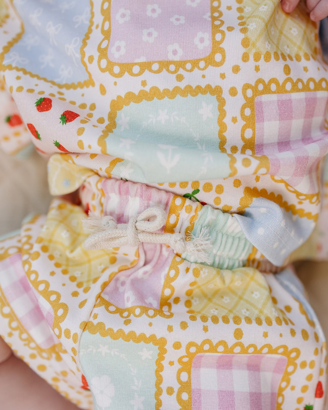 Sweet Patchwork Cotton Shorts Set — baby in patchwork-print summer two-piece, Lucky Panda Kids
