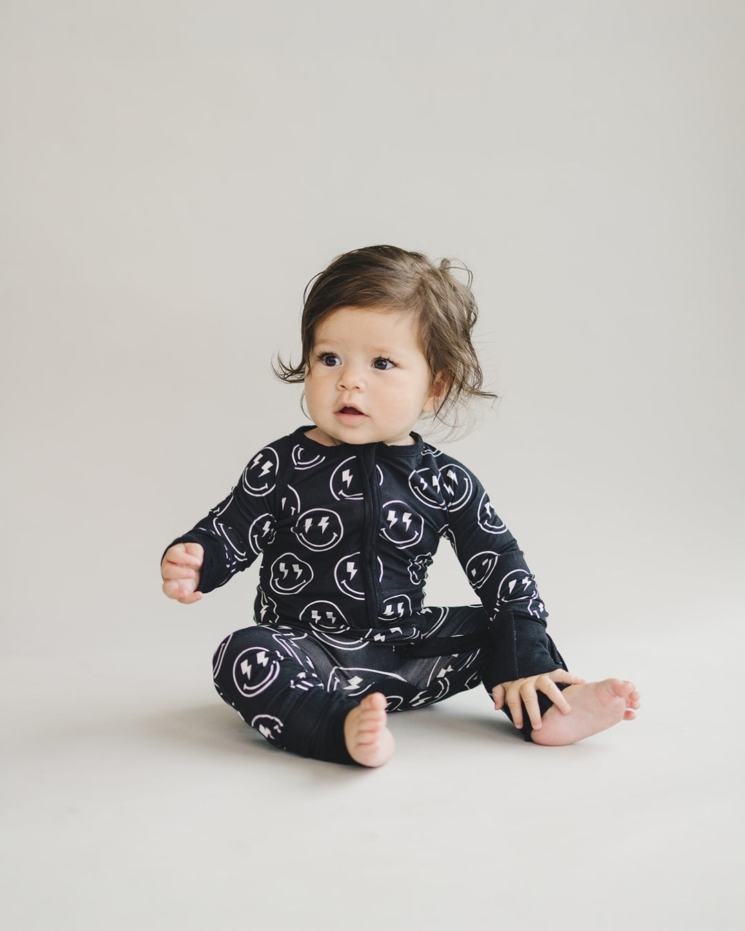 Bamboo Zip Romper | Electric Smiley