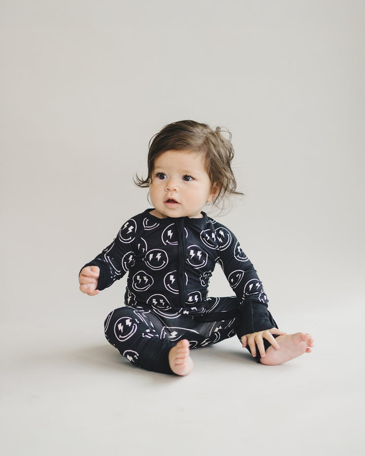 Bamboo Zip Romper | Electric Smiley