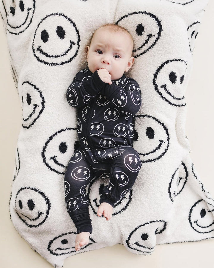 Bamboo Zip Romper | Electric Smiley
