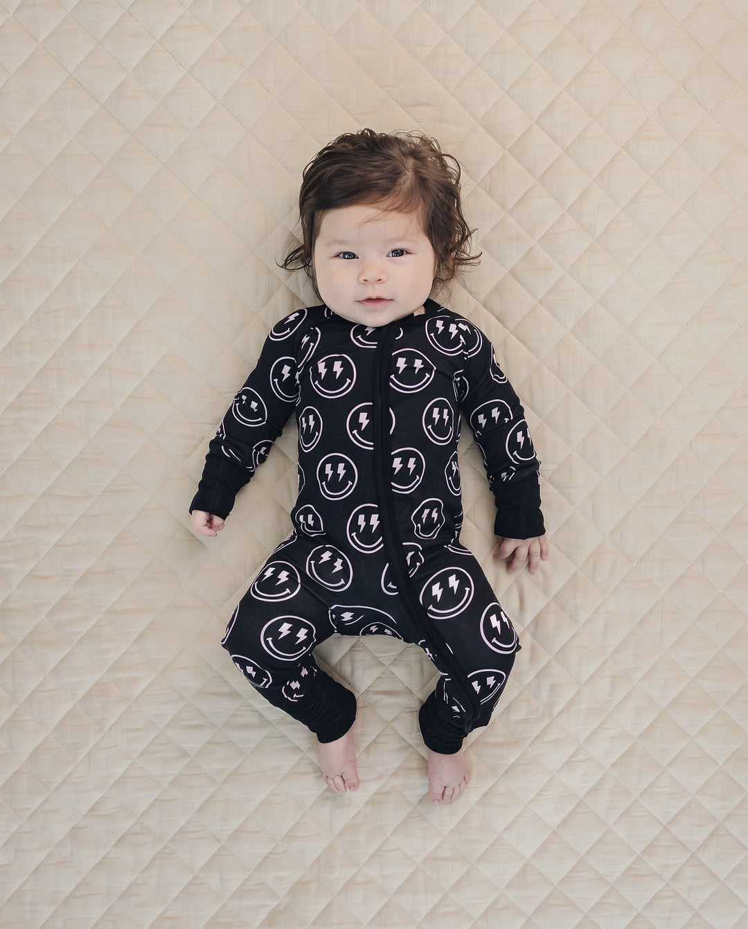 Bamboo Zip Romper | Electric Smiley