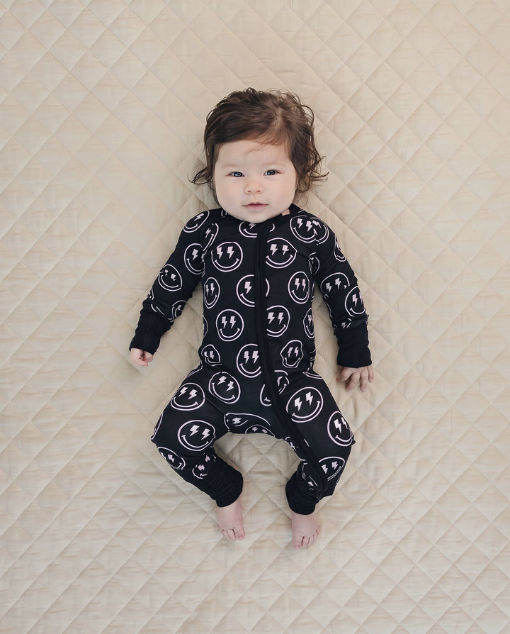 Bamboo Zip Romper | Electric Smiley