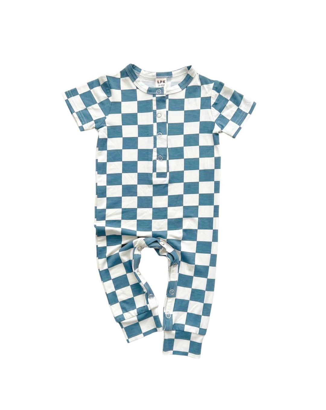 Bamboo Checkered Jumpsuit | Blue - LUCKY PANDA KIDS
