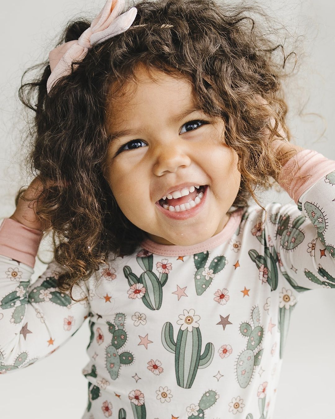 Bamboo Two Piece Set | Cactus Flowers - Romper - LUCKY PANDA KIDS