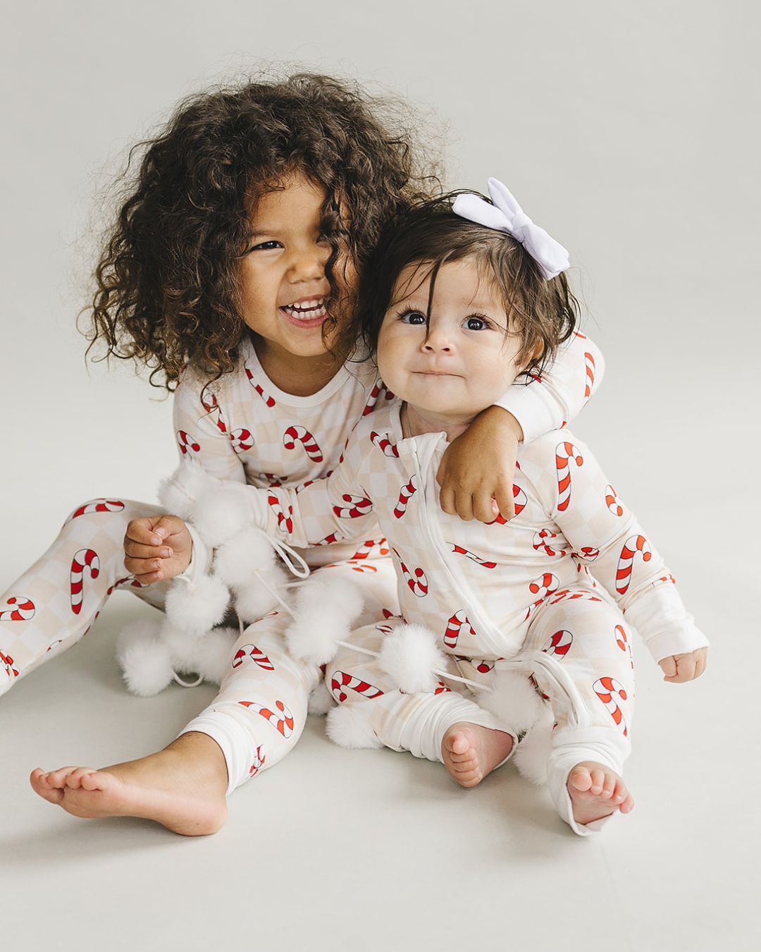 Bamboo Two Piece Set | Checkered Candy Cane - Romper - LUCKY PANDA KIDS