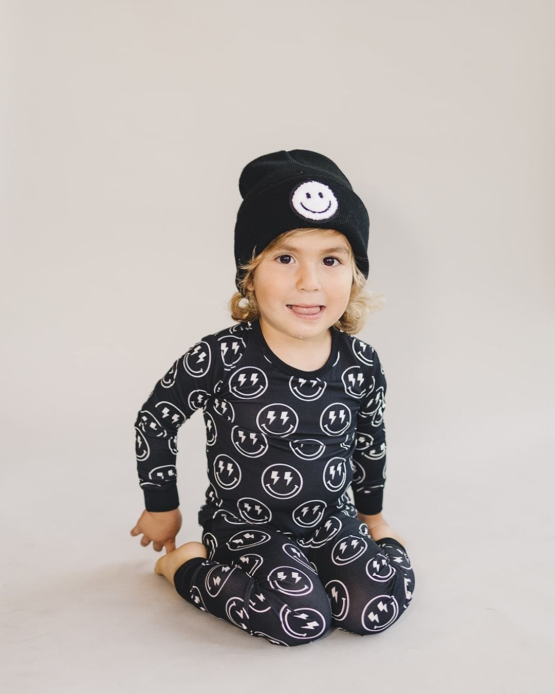 Bamboo Two Piece Set | Electric Smiley - Romper - LUCKY PANDA KIDS
