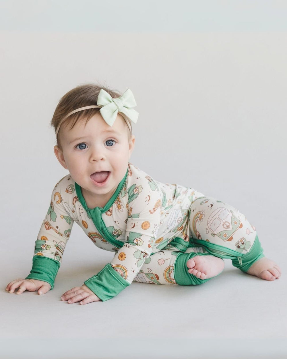 Bamboo Zip Romper | St. Patrick's - Romper - LUCKY PANDA KIDS