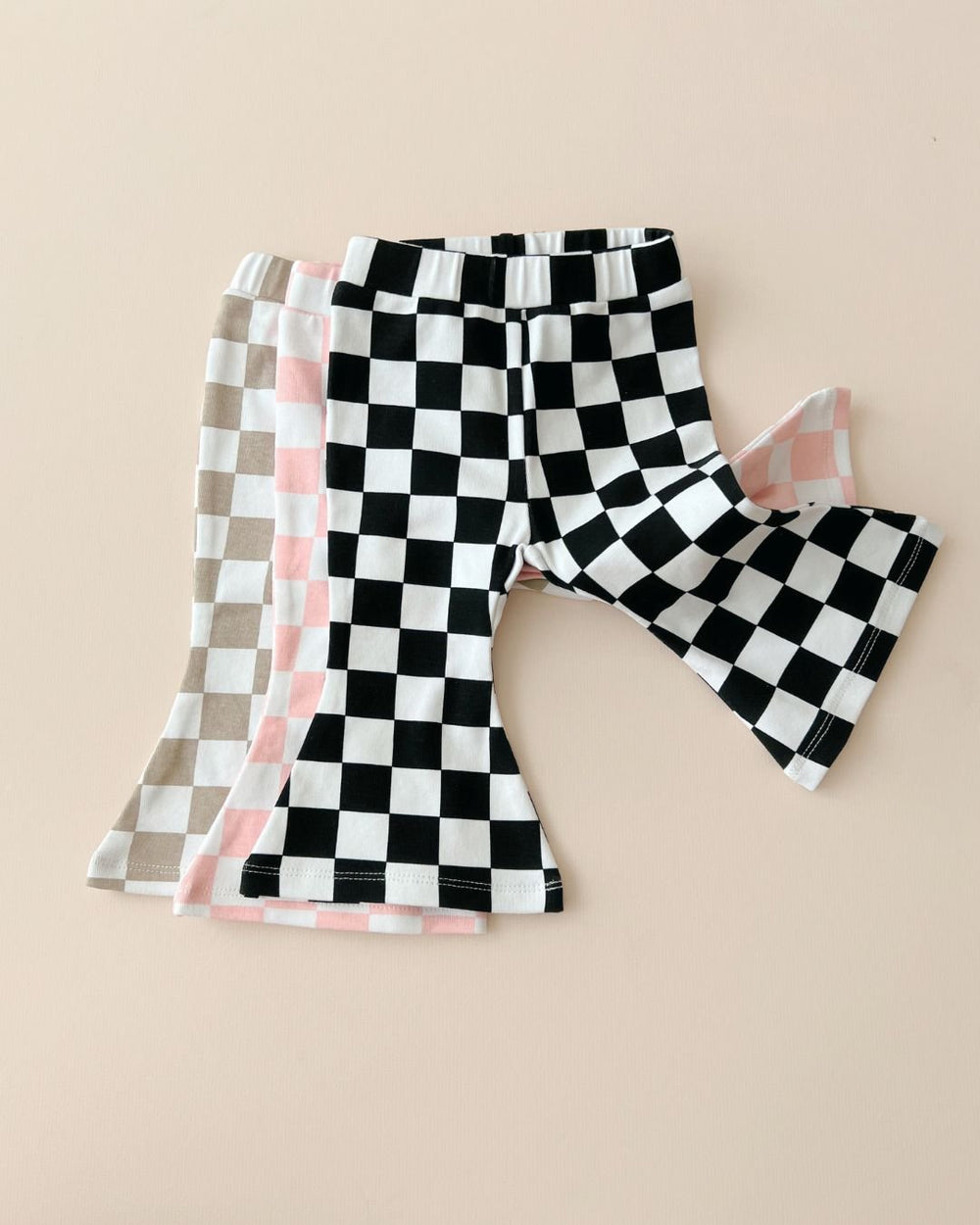 Checkered Flare Pants | Black - Leggings - LUCKY PANDA KIDS