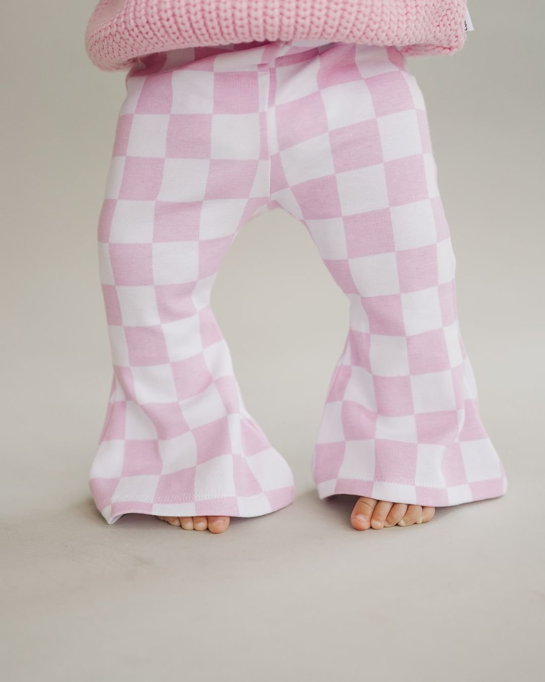 Checkered Flare Pants | Pink - Leggings - LUCKY PANDA KIDS