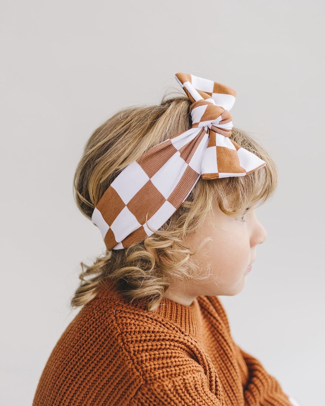 Checkered Headband | Copper - Headband - LUCKY PANDA KIDS