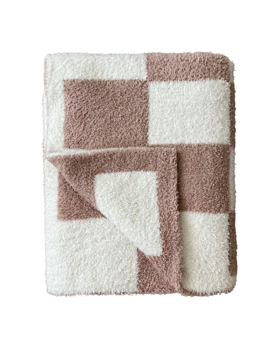 Checkered Plush Blanket | Latte - Plush Blanket - LUCKY PANDA KIDS