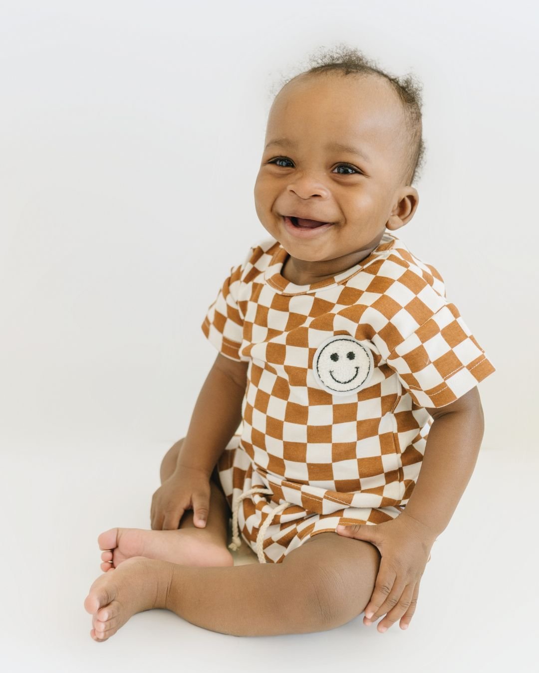 Checkered Smiley Set  Copper – LUCKY PANDA KIDS