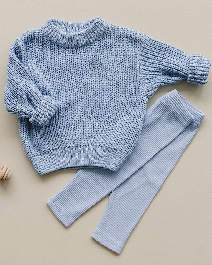Chunky Knit Sweater | Blue - Sweater - LUCKY PANDA KIDS