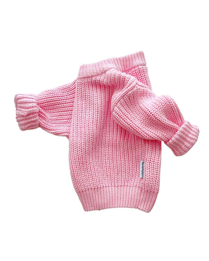Chunky Knit Sweater | Pink - Sweater - LUCKY PANDA KIDS