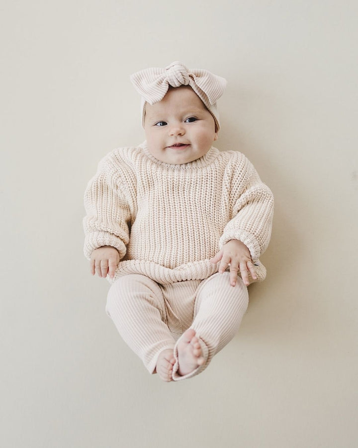 Chunky Knit Sweater | Vanilla - Sweater - LUCKY PANDA KIDS