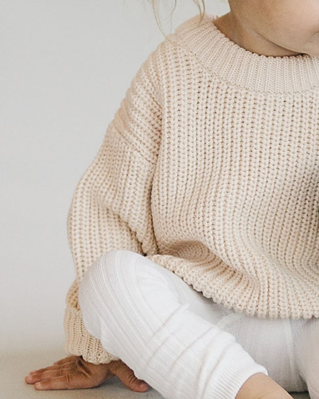 Chunky Knit Sweater | Vanilla - Sweater - LUCKY PANDA KIDS