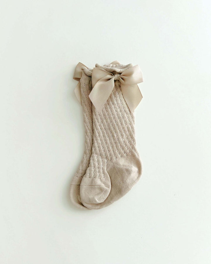 Cotton Lace Socks | Mocha - Socks - LUCKY PANDA KIDS