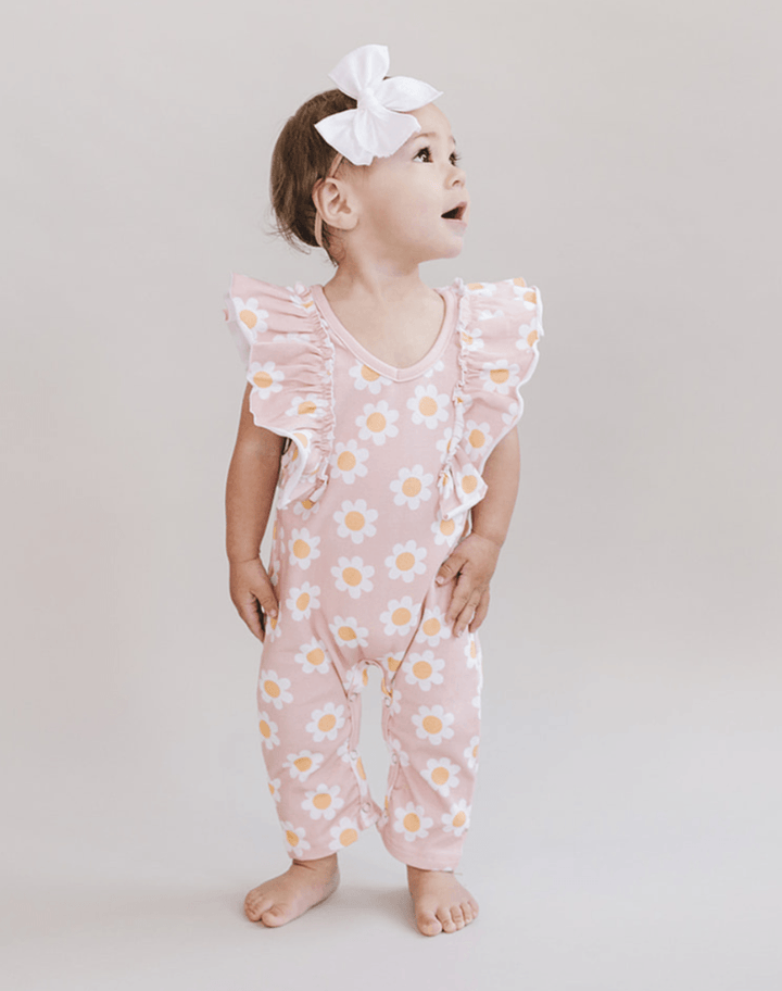 Daisy Flutter Jumpsuit | Pink - Jumpsuit - LUCKY PANDA KIDS