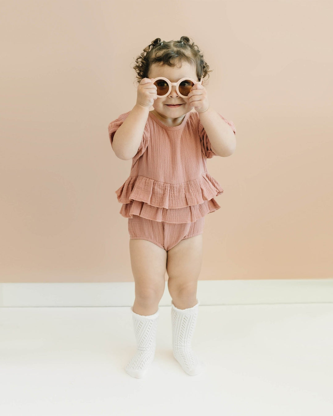 Double Ruffle Muslin Romper - BABY GIRL CLOTHES - LUCKY PANDA KIDS