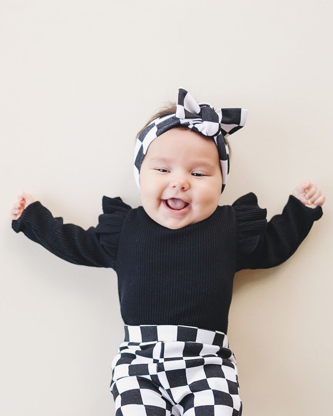 Flutter Sleeve Baby Bodysuit | Black - Onesie - LUCKY PANDA KIDS