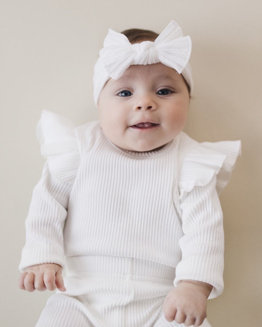 Flutter Sleeve Baby Bodysuit | White - Onesie - LUCKY PANDA KIDS
