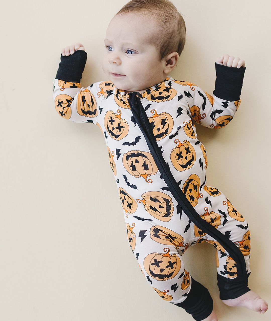 Halloween Bamboo Zip Romper | Black - Romper - LUCKY PANDA KIDS