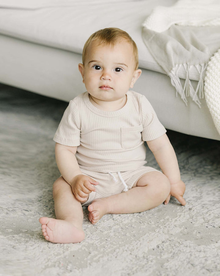 Latte Ribbed Shorts Set - Baby & Toddler Clothing - LUCKY PANDA KIDS