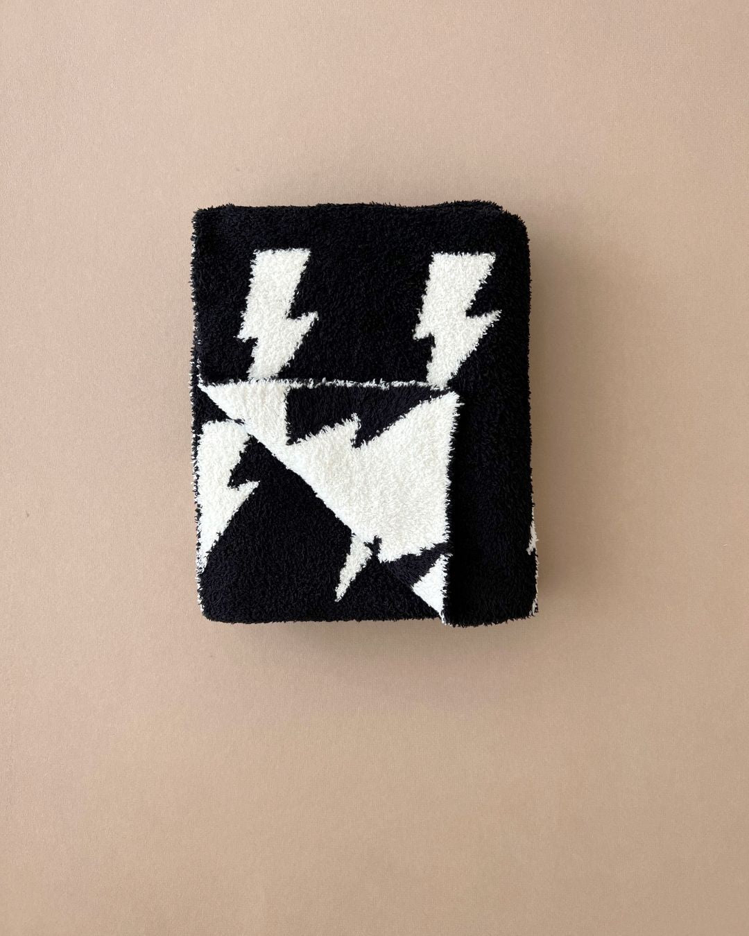 Lightning Bolt Fuzzy Blanket | Black - Plush Blanket - LUCKY PANDA KIDS