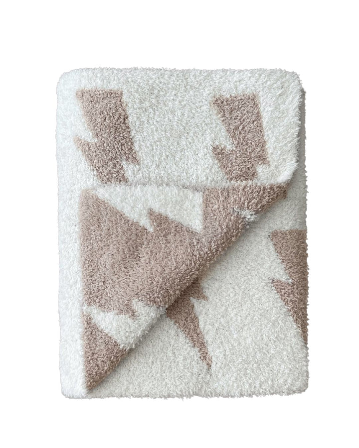 Lightning Bolt Fuzzy Blanket | Mushroom - Plush Blanket - LUCKY PANDA KIDS