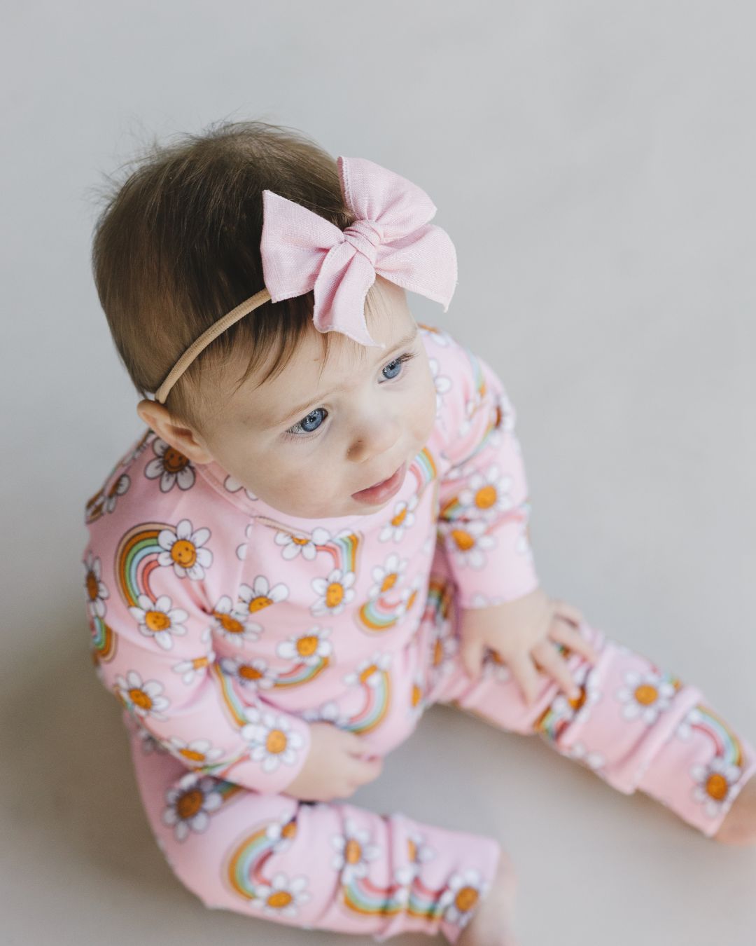 Linen Bow | Pink - Bow - LUCKY PANDA KIDS
