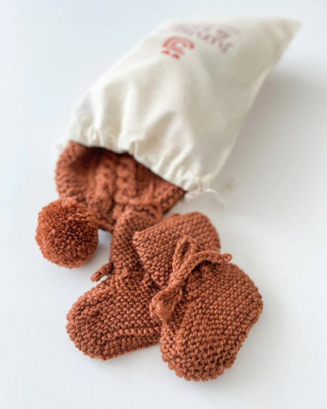 Merino Wool Bonnet & Bootie Set, Cinnamon - Baby & Toddler Clothing Accessories - LUCKY PANDA KIDS
