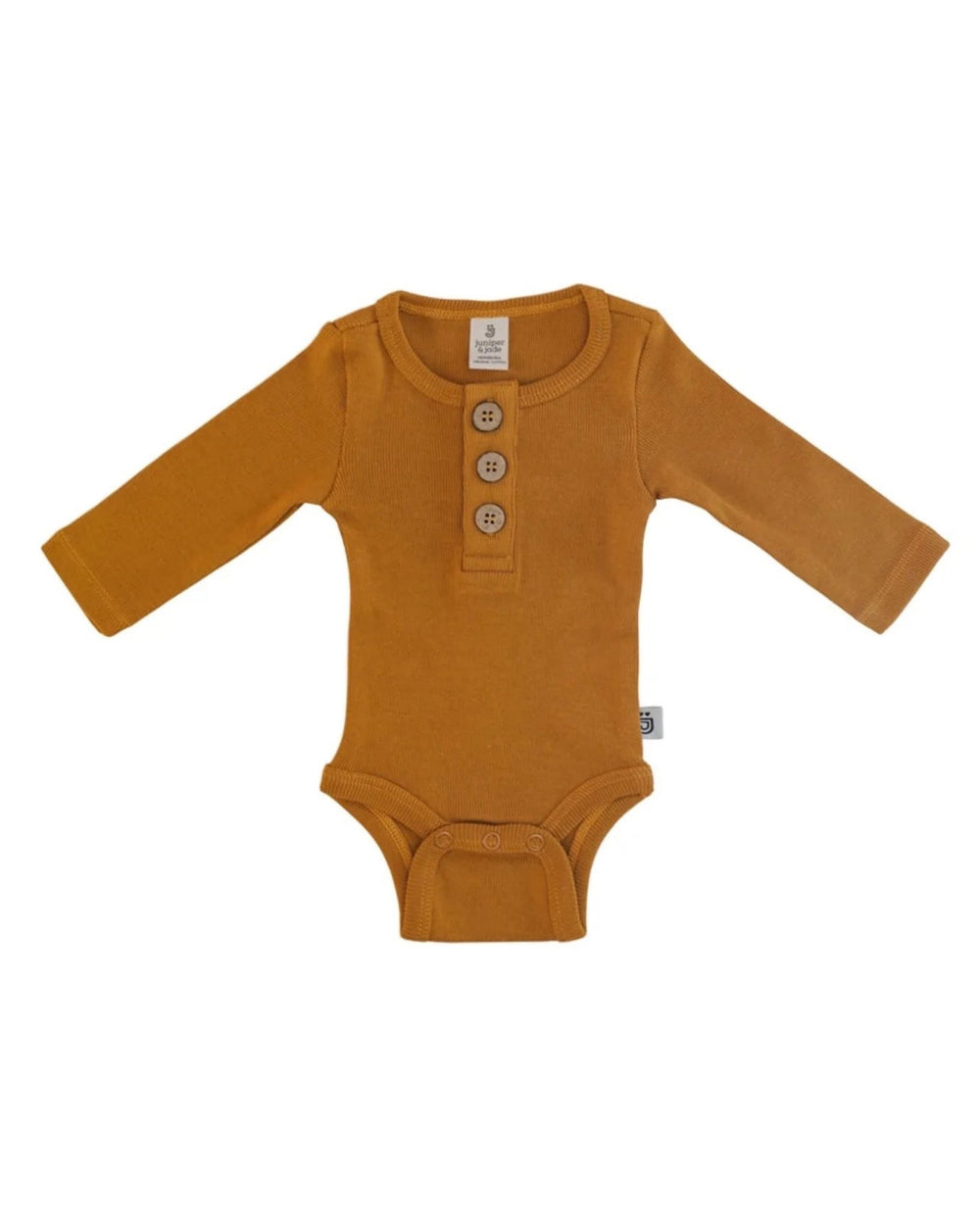 Organic 3 Button Bodysuit, Cinnamon - Baby & Toddler Clothing - LUCKY PANDA KIDS