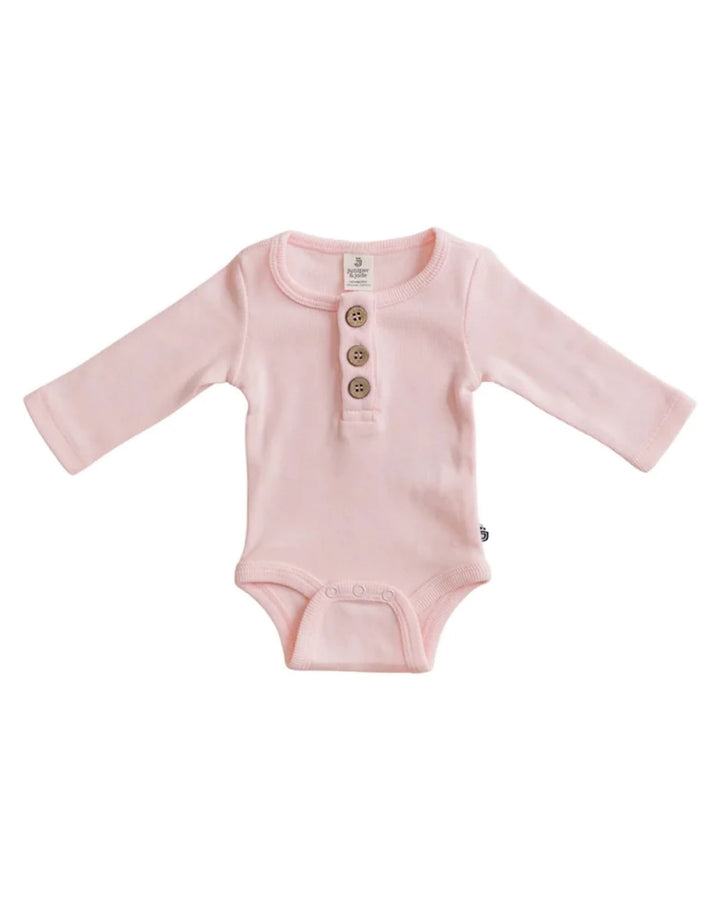 Organic 3 Button Bodysuit, Pink - Baby & Toddler Clothing - LUCKY PANDA KIDS