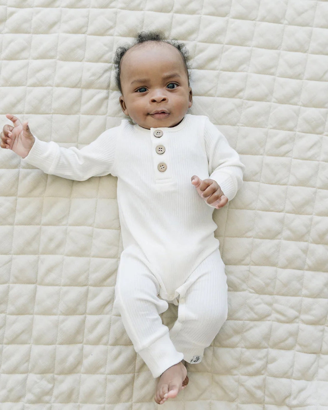 Organic Jumpsuit, Milk - Baby & Toddler Clothing - LUCKY PANDA KIDS