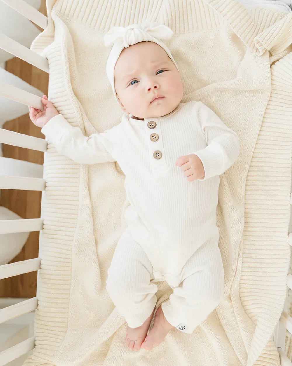 Organic Jumpsuit, Milk - Baby & Toddler Clothing - LUCKY PANDA KIDS