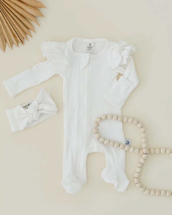 Organic Zip Footie Set, Milk - Baby & Toddler Outfits - LUCKY PANDA KIDS