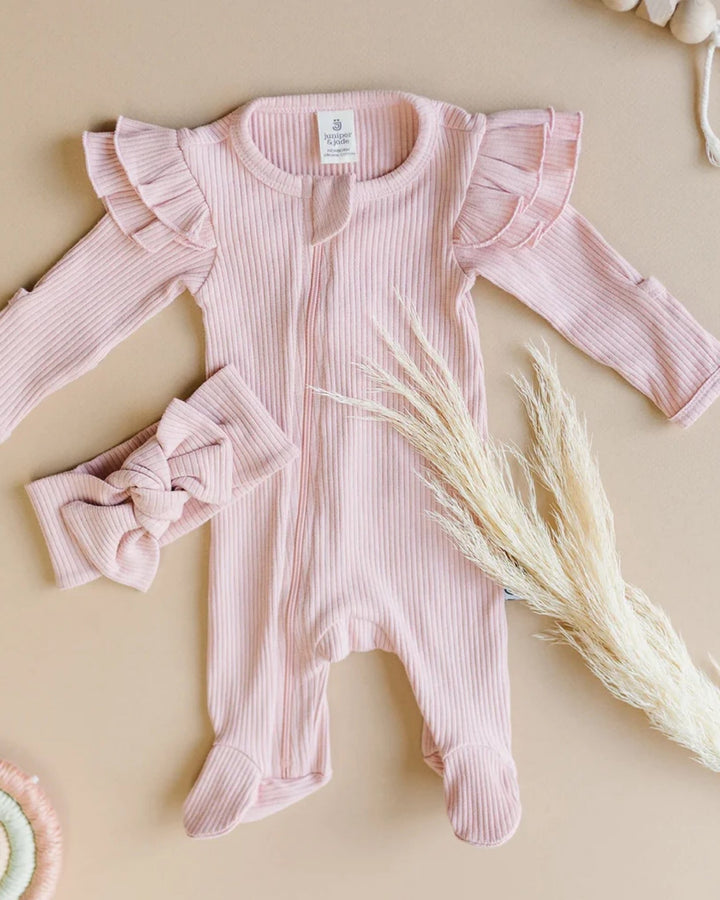Organic Zip Footie Set, Pink - Baby & Toddler Clothing - LUCKY PANDA KIDS