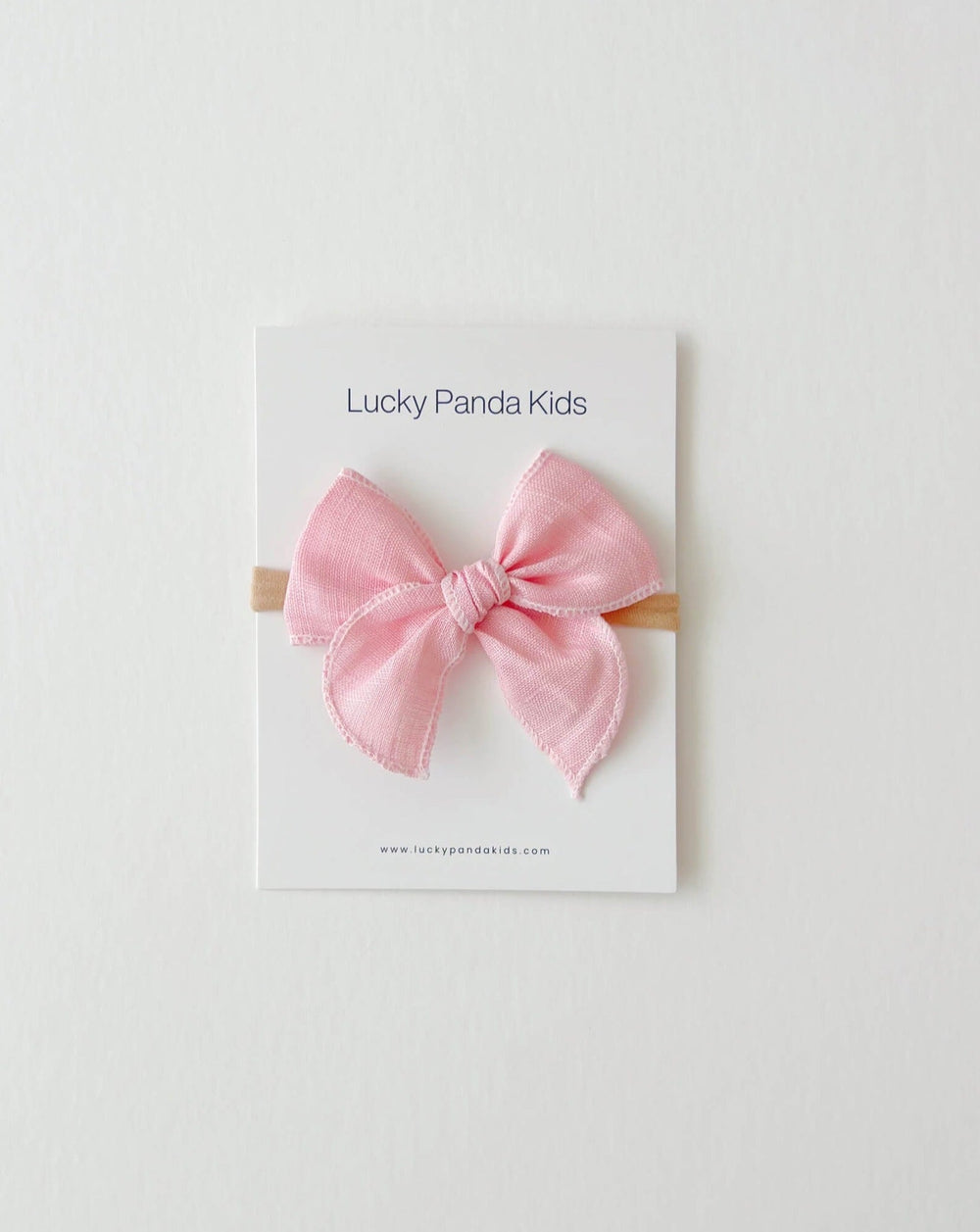 Pink Linen Bow - LUCKY PANDA KIDS