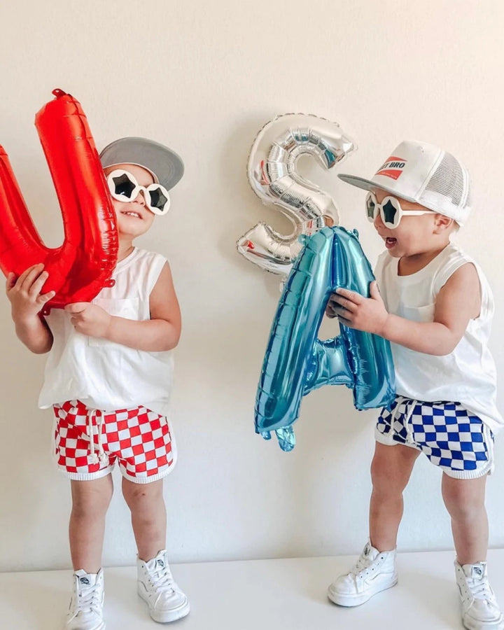 Retro Checkered Shorts, Red - Baby & Toddler Clothing - LUCKY PANDA KIDS