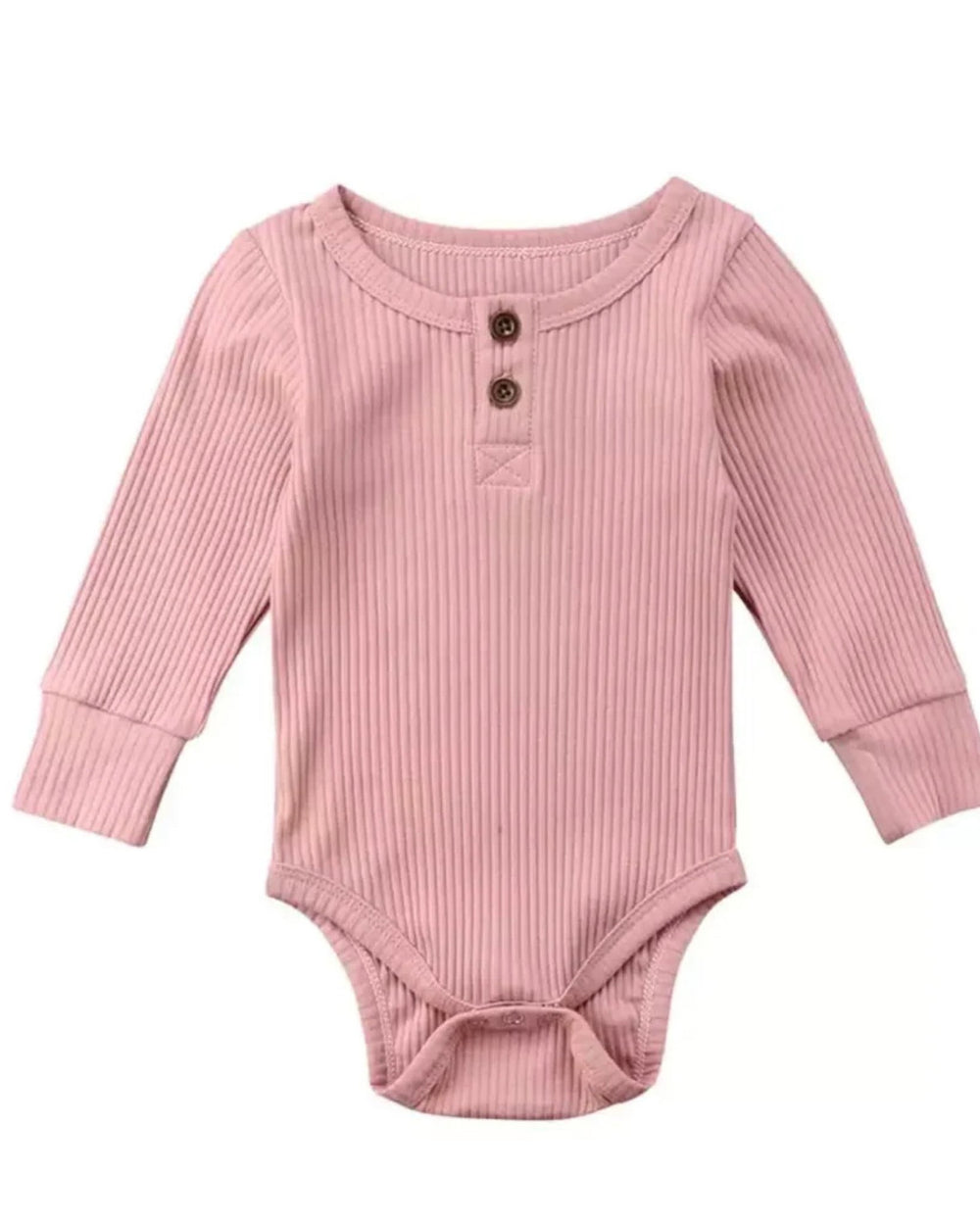 Ribbed Cotton Bodysuit in Pink - bodysuits - LUCKY PANDA KIDS