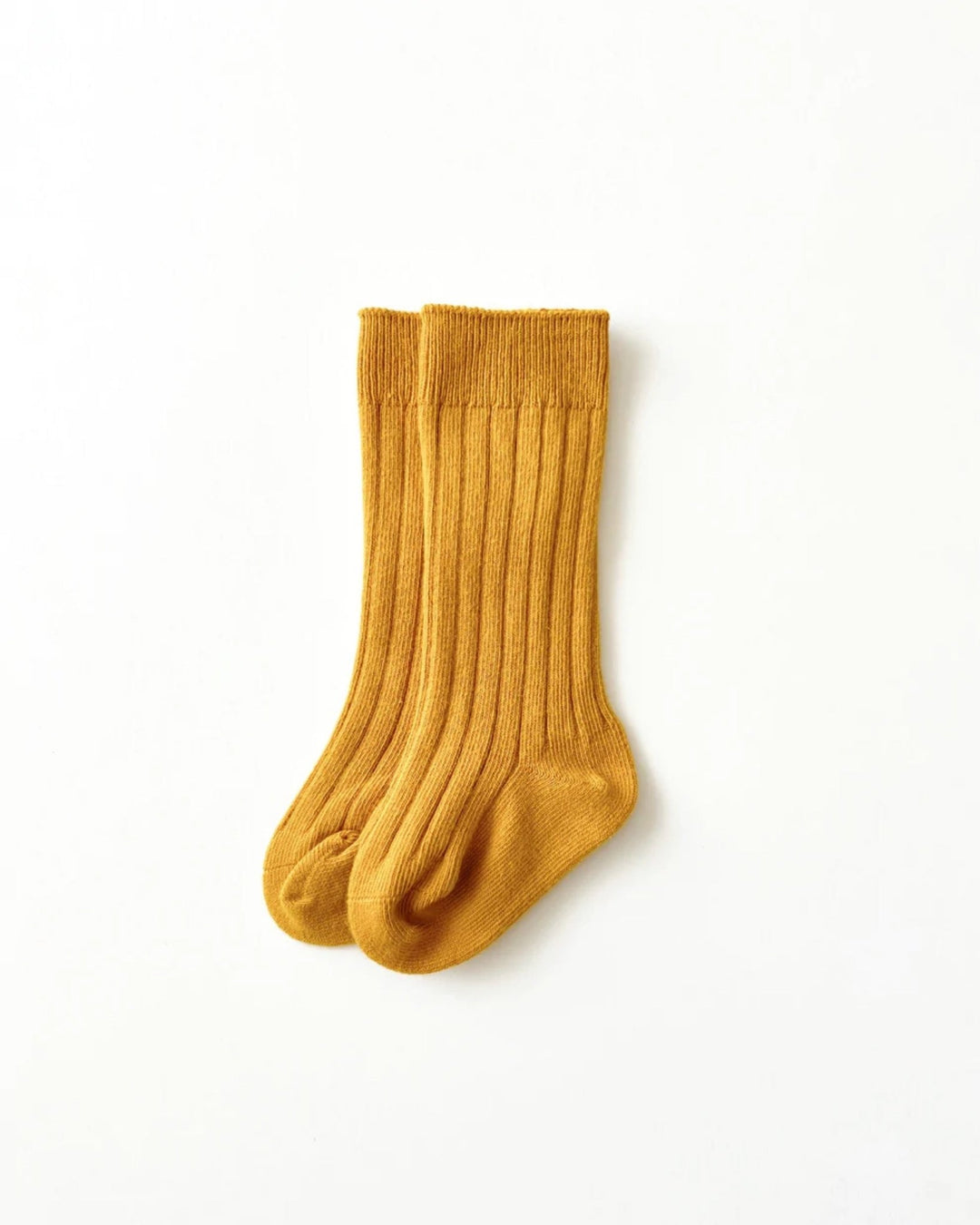 Ribbed Knee Highs, Mustard - baby socks - LUCKY PANDA KIDS