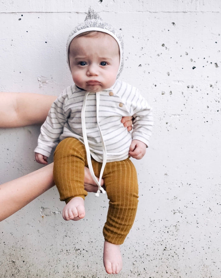 Ribbed Knit Baby Leggings, Mustard - Baby & Toddler Socks & Tights - LUCKY PANDA KIDS