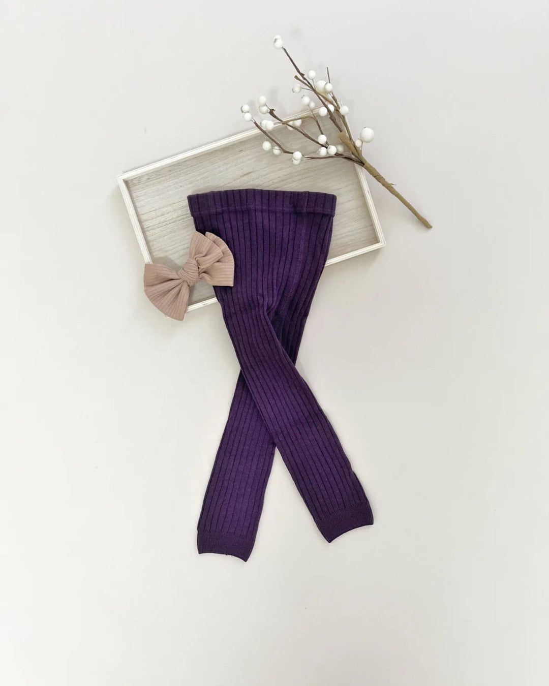 Ribbed Knit Baby Leggings, Purple - Baby & Toddler Socks & Tights - LUCKY PANDA KIDS