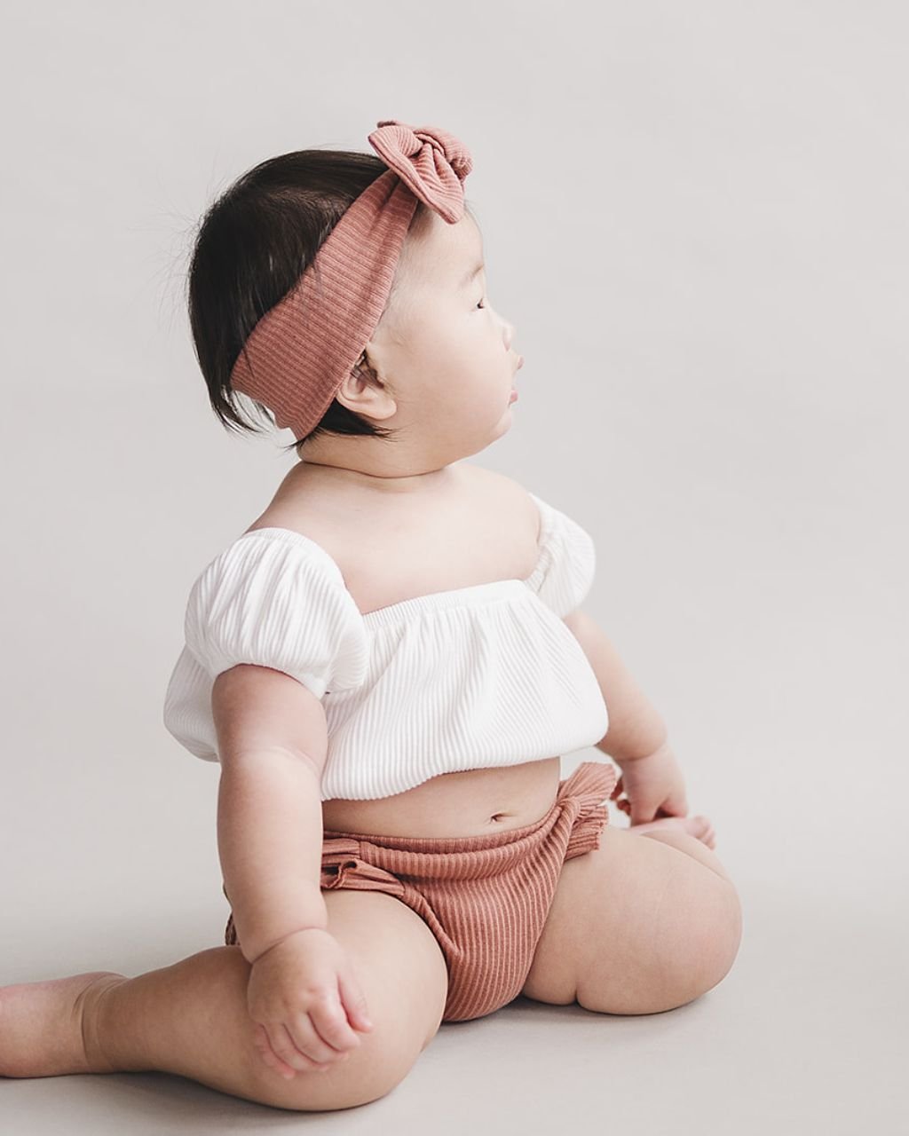 Ribbed Shorts Set | Dusty Rose - Shorts Set - LUCKY PANDA KIDS