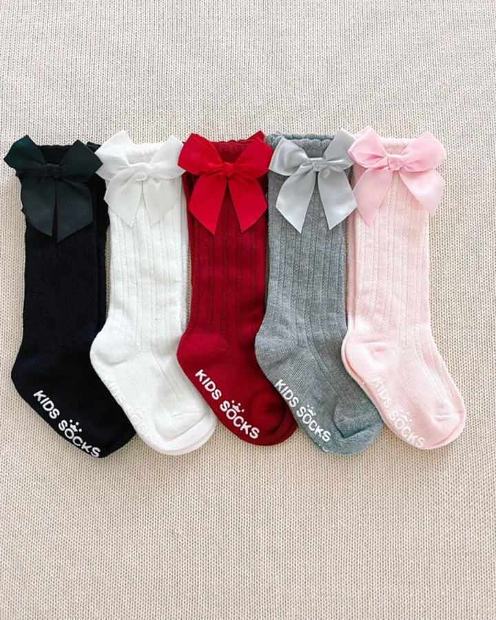 Ribbon Bow Knee Socks - socks - LUCKY PANDA KIDS