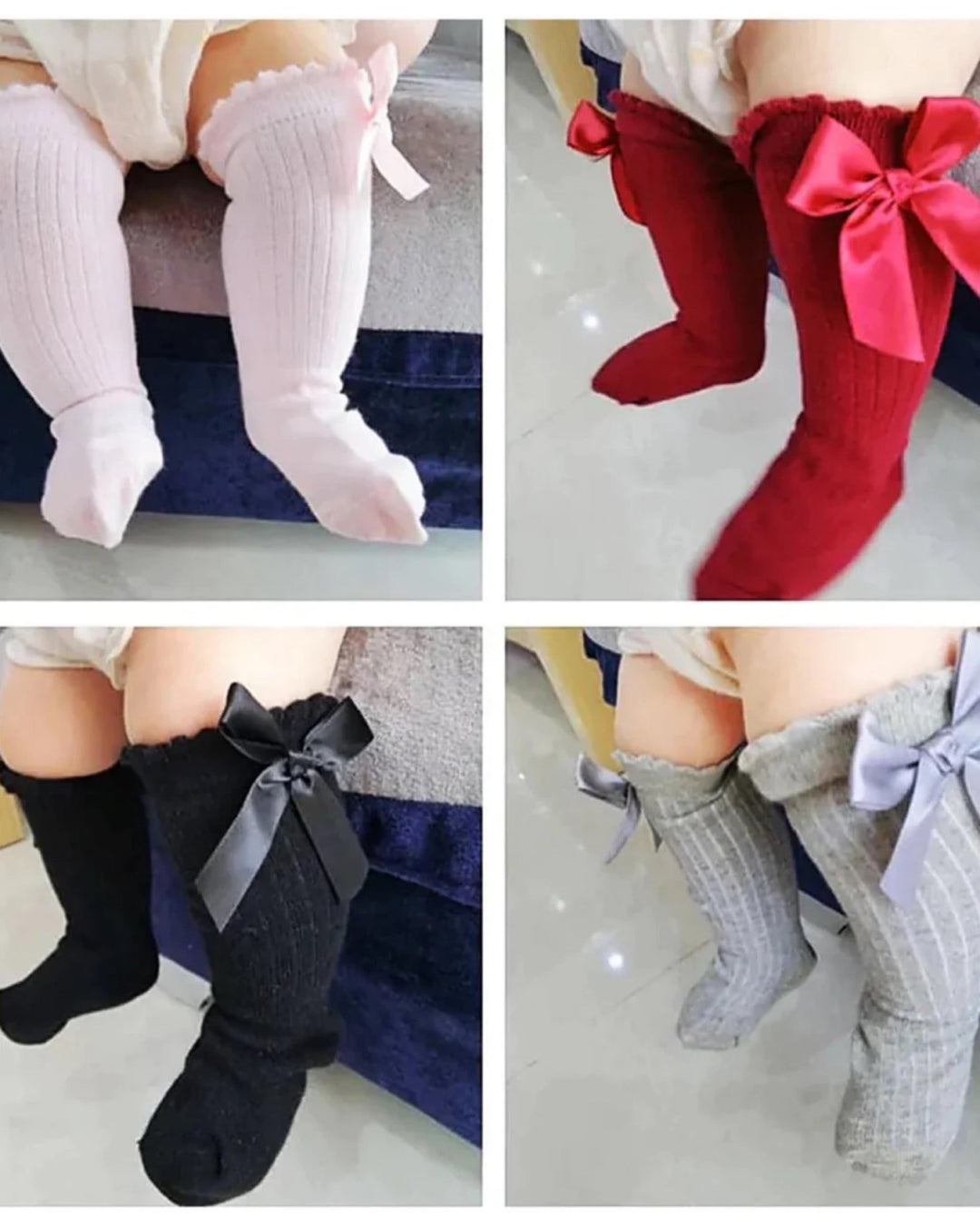 Ribbon Bow Knee Socks - socks - LUCKY PANDA KIDS
