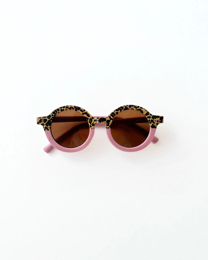 Round Sunglasses, Mauve Cheetah - Baby & Toddler Clothing Accessories - LUCKY PANDA KIDS