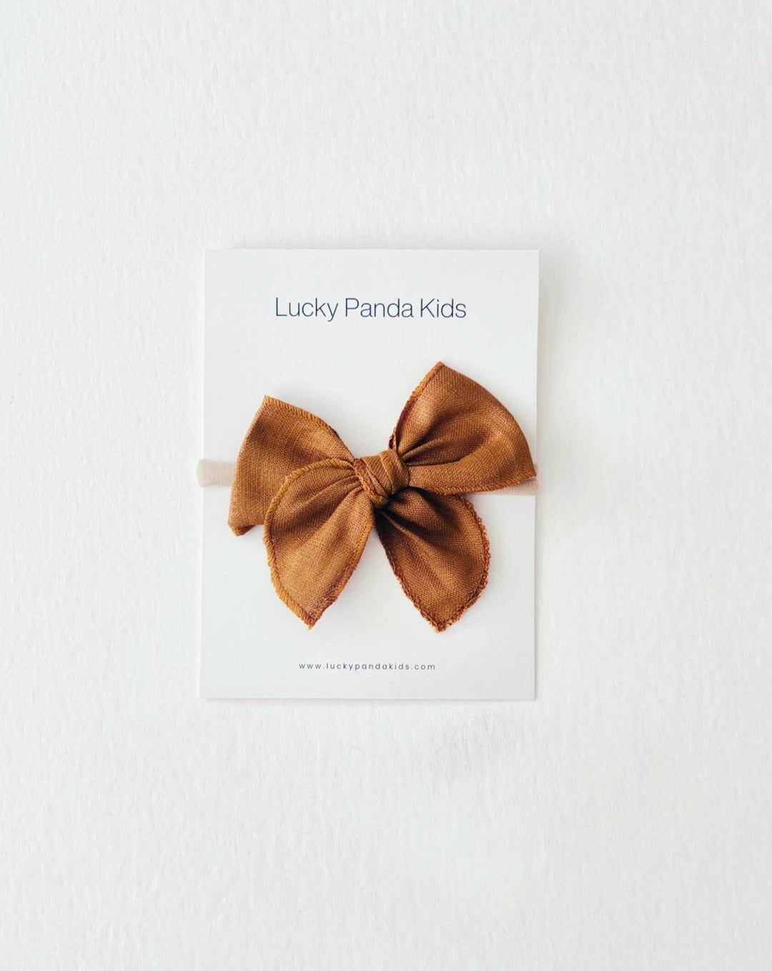 Rust Linen Bow - baby bows and headbands - LUCKY PANDA KIDS