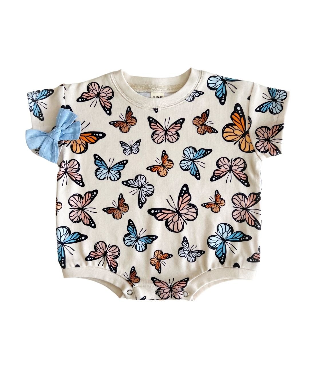 Short Sleeve Bubble Romper | Butterflies - LUCKY PANDA KIDS